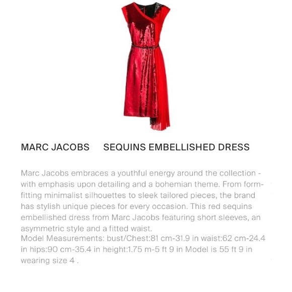 MARC JACOBS**Sequined Red Dress US 6 $1200 - Picture 5 of 12